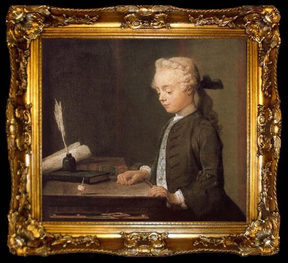 framed  Jean Baptiste Simeon Chardin PLAYING gyro juvenile, ta009-2